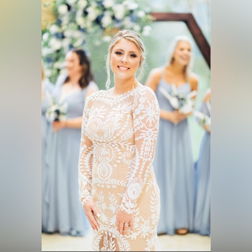 Long sleeve boho wedding dress